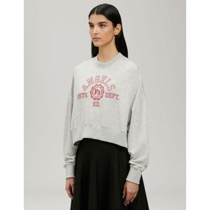 Palm Angels College Cropped Sweatshirt Melange Grey Red Size Medium